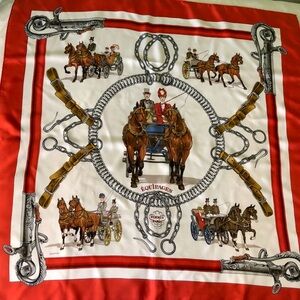 Vintage Authentic Hermès Silk Scarf 90cm Équipages Horse themed